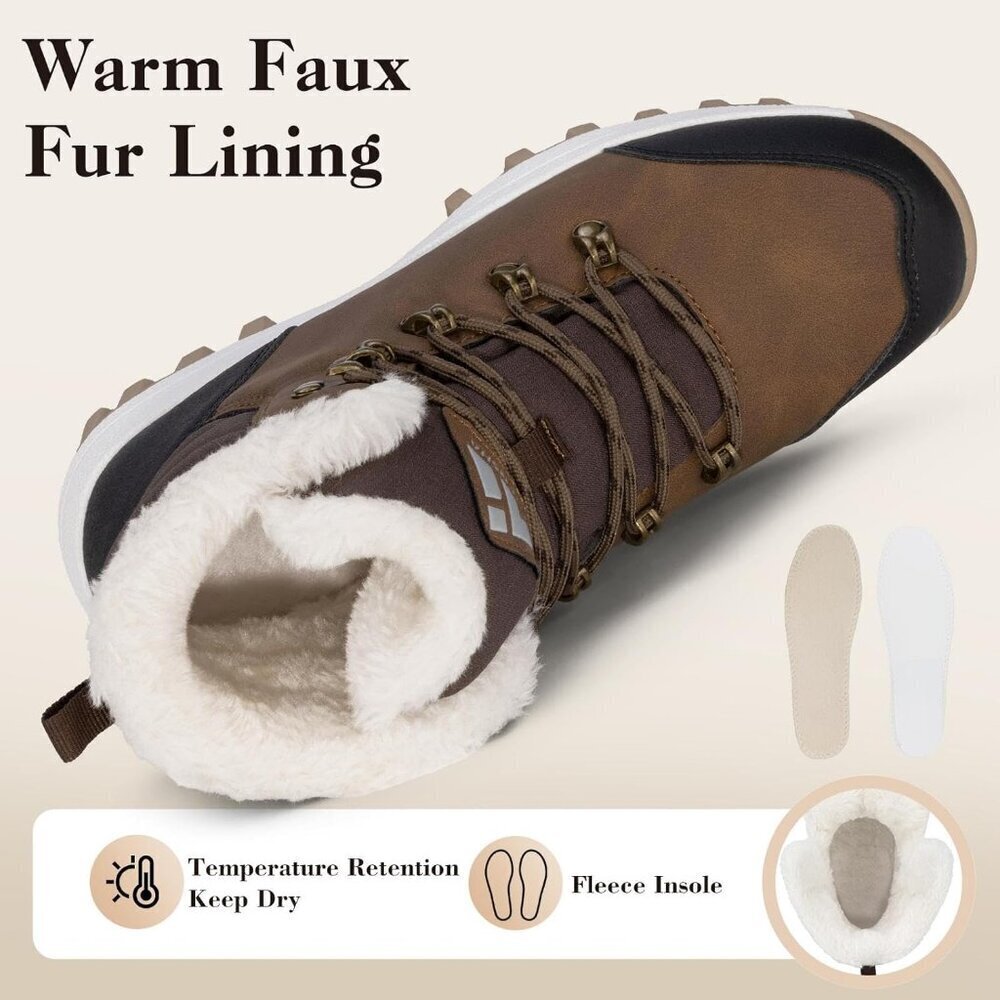 Women’s Brown Water Resistant Warm Snow Boots Fur Lined Non Slip Outdoor - Picture 3 of 7